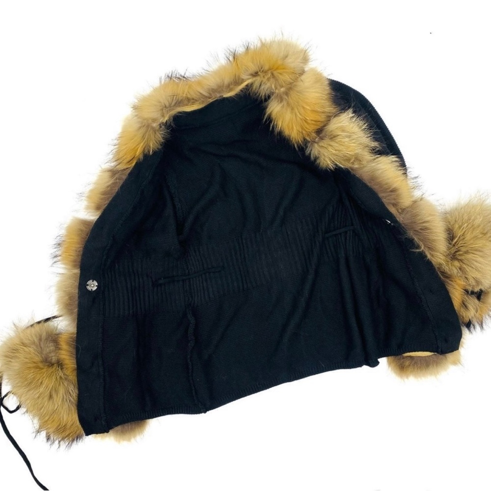 Real raccoon fur cardigan genuine fur collar trench coat parka jacket wool blaze - Picture 16 of 16